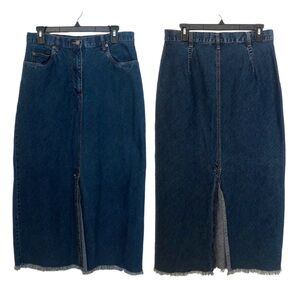 Bill Blass Dark Blue Denim Maxi Skirt